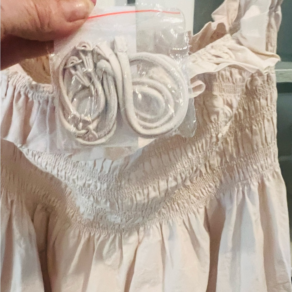 H&M poplin tube dress with attachable straps cream